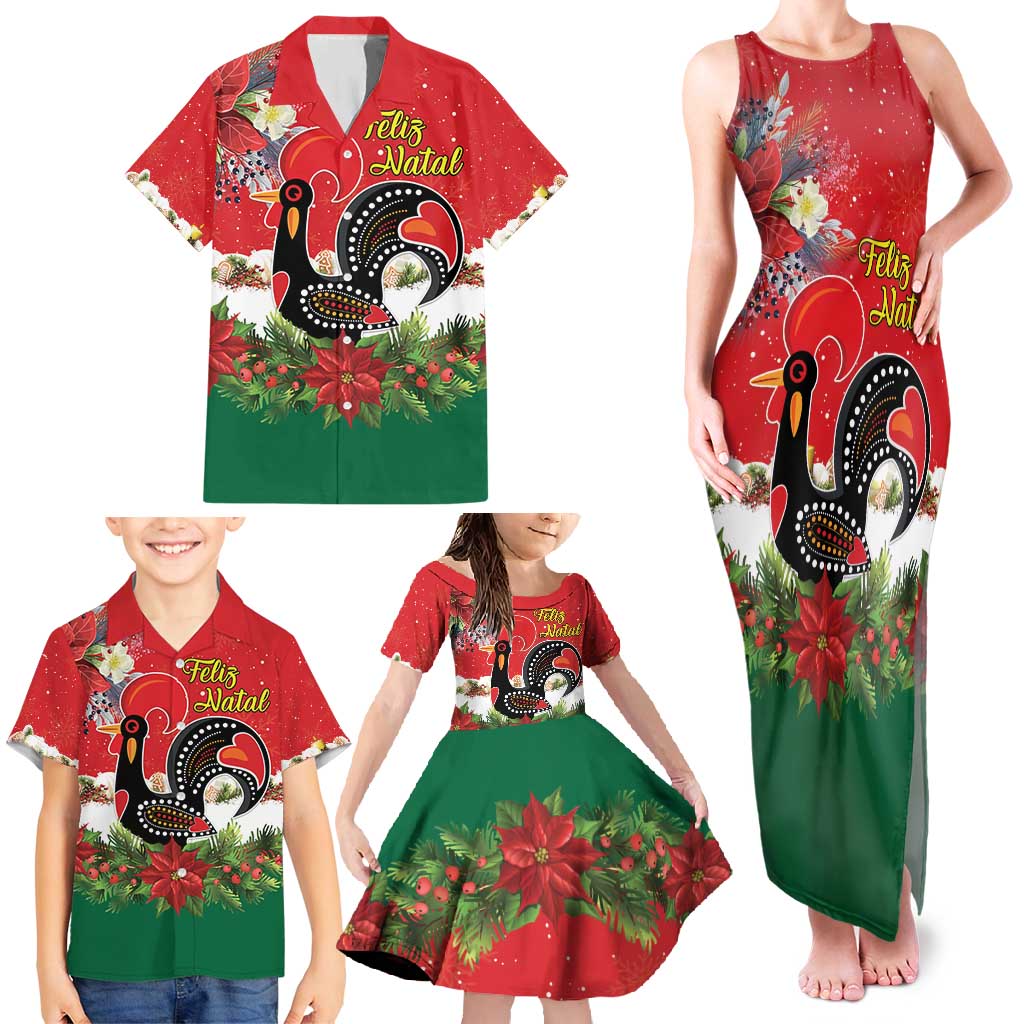 Portugal Christmas Family Matching Tank Maxi Dress and Hawaiian Shirt Rooster of Barcelos Christmas Lightning Art - Wonder Print Shop