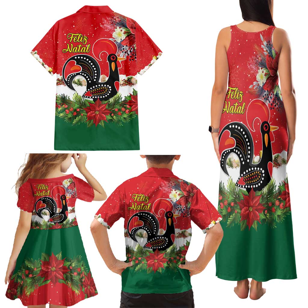 Portugal Christmas Family Matching Tank Maxi Dress and Hawaiian Shirt Rooster of Barcelos Christmas Lightning Art - Wonder Print Shop