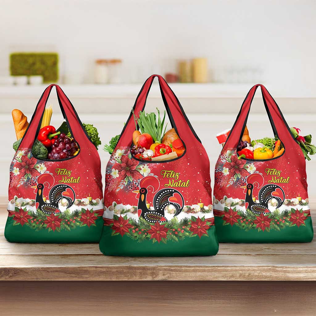 Portugal Christmas Grocery Bag Rooster of Barcelos Christmas Lightning Art - Wonder Print Shop