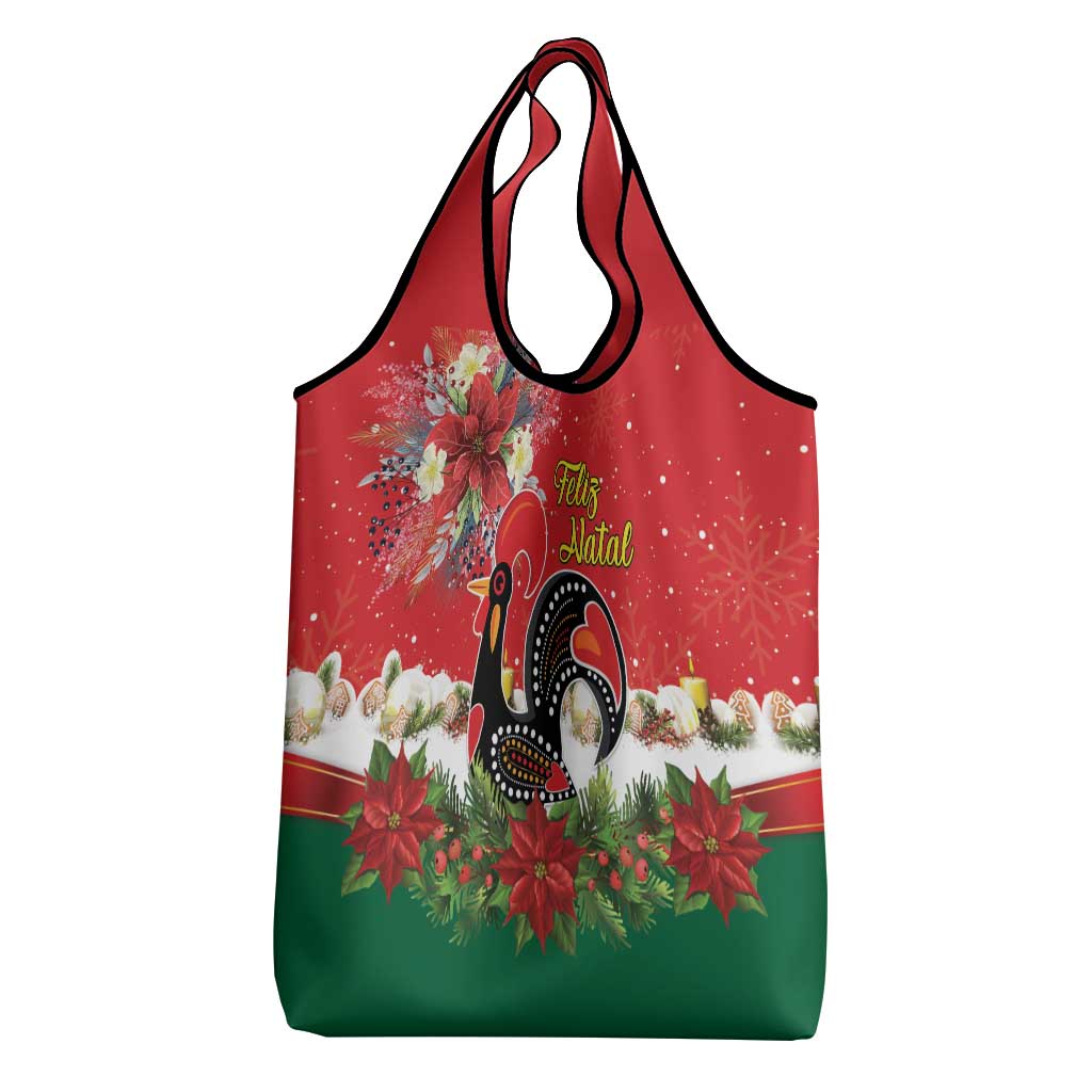 Portugal Christmas Grocery Bag Rooster of Barcelos Christmas Lightning Art - Wonder Print Shop