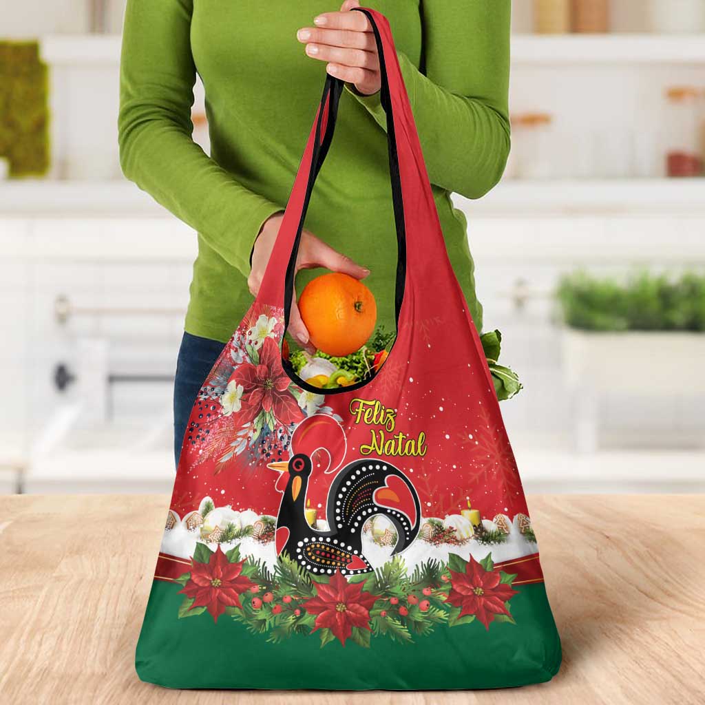 Portugal Christmas Grocery Bag Rooster of Barcelos Christmas Lightning Art - Wonder Print Shop