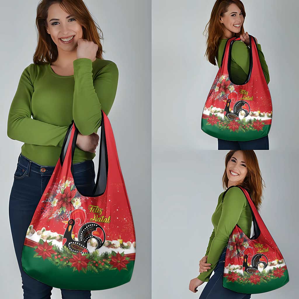 Portugal Christmas Grocery Bag Rooster of Barcelos Christmas Lightning Art - Wonder Print Shop