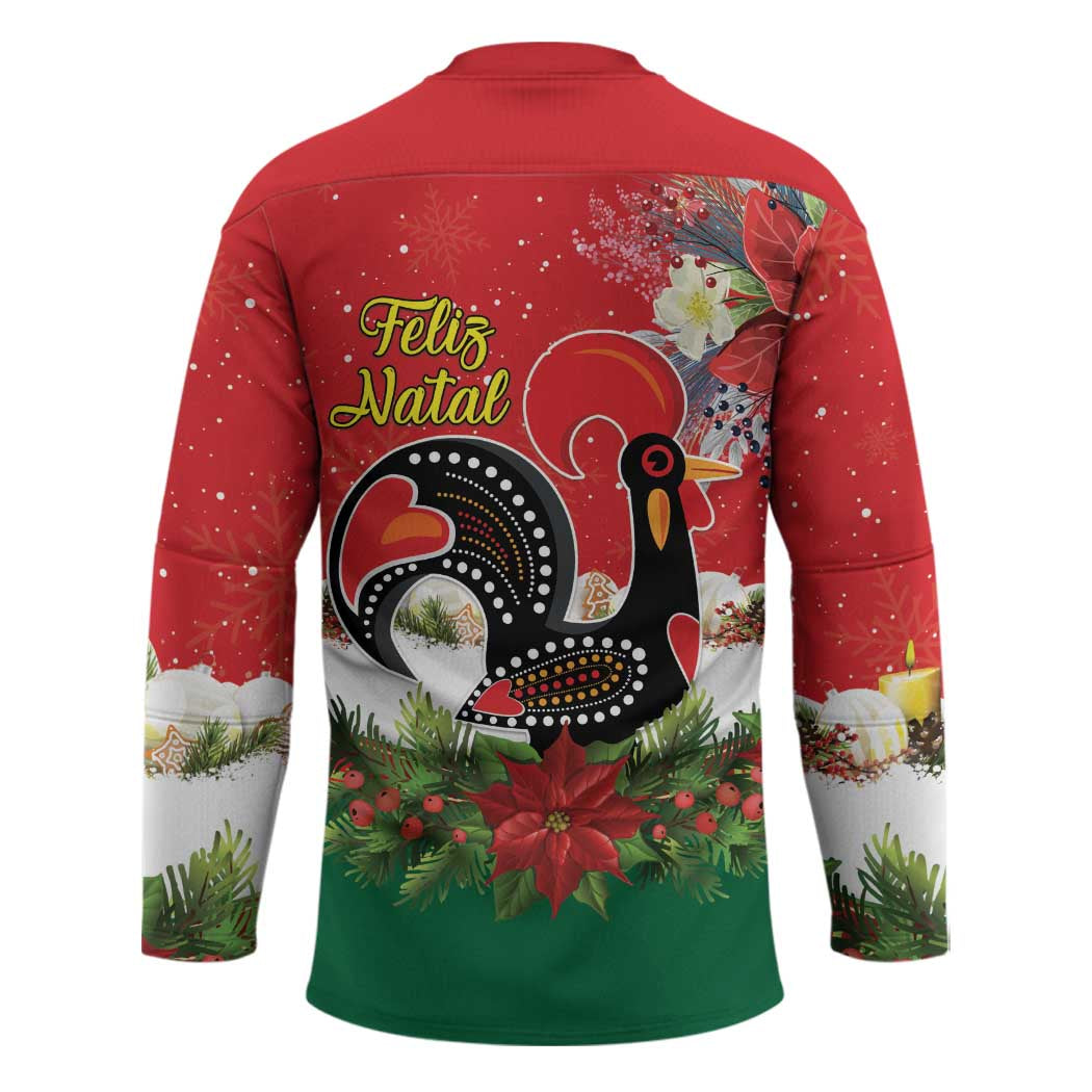 Portugal Christmas Hockey Jersey Rooster of Barcelos Christmas Lightning Art - Wonder Print Shop