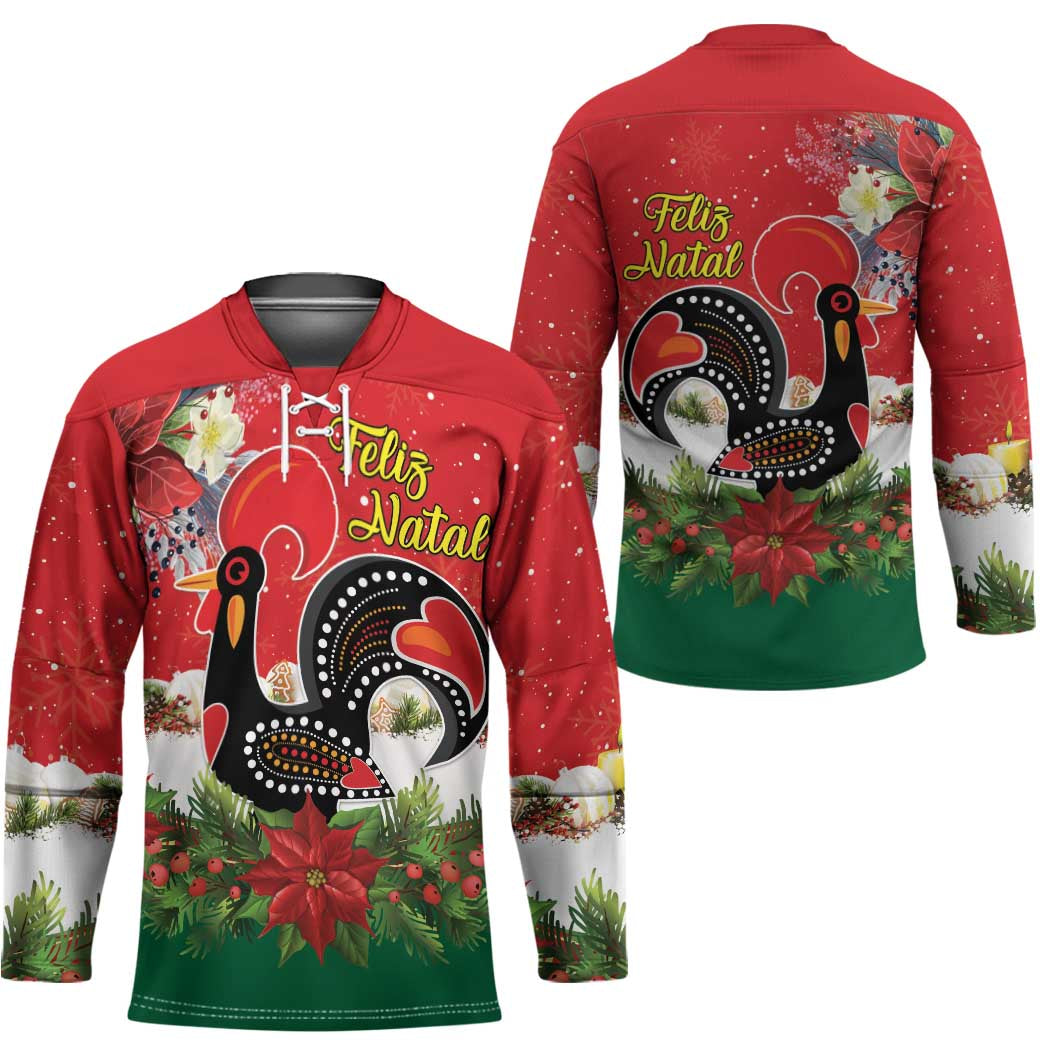 Portugal Christmas Hockey Jersey Rooster of Barcelos Christmas Lightning Art - Wonder Print Shop
