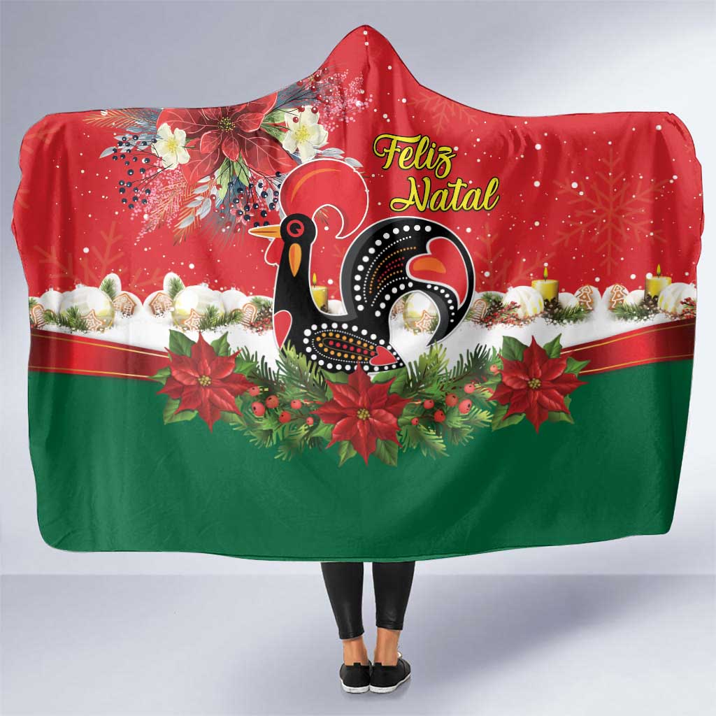 Portugal Christmas Hooded Blanket Rooster of Barcelos Christmas Lightning Art - Wonder Print Shop