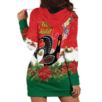 Portugal Christmas Hoodie Dress Rooster of Barcelos Christmas Lightning Art - Wonder Print Shop