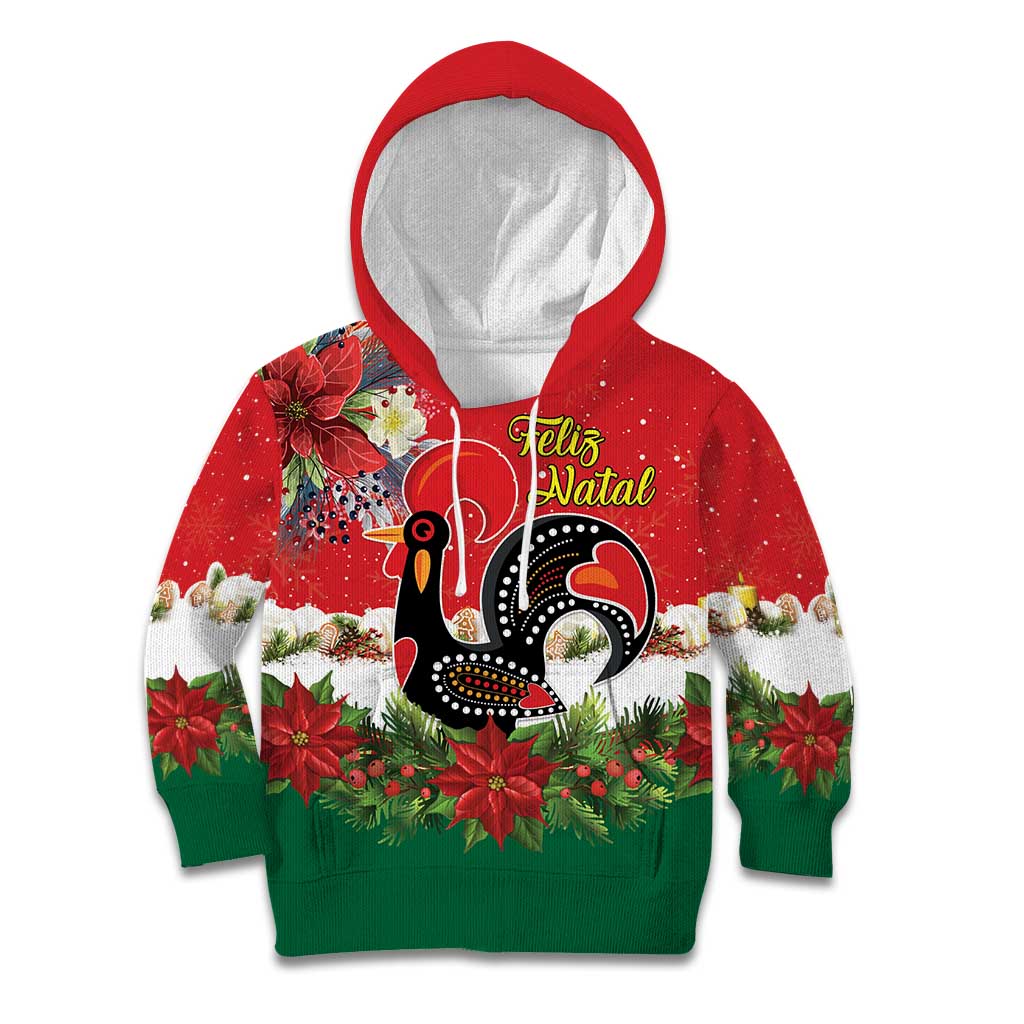 Portugal Christmas Kid Hoodie Rooster of Barcelos Christmas Lightning Art - Wonder Print Shop