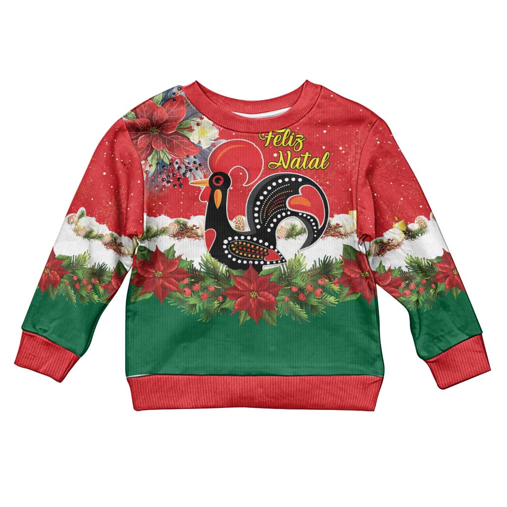 Portugal Christmas Kid Ugly Christmas Sweater Rooster of Barcelos Christmas Lightning Art - Wonder Print Shop
