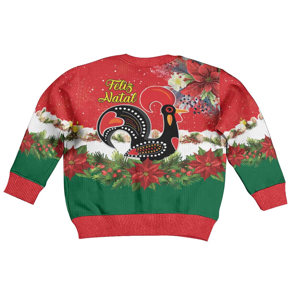 Portugal Christmas Kid Ugly Christmas Sweater Rooster of Barcelos Christmas Lightning Art - Wonder Print Shop