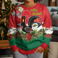 Portugal Christmas Kid Ugly Christmas Sweater Rooster of Barcelos Christmas Lightning Art - Wonder Print Shop