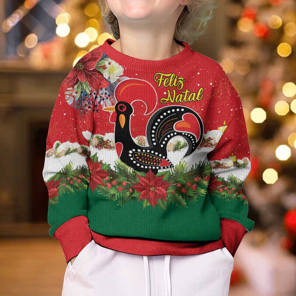 Portugal Christmas Kid Ugly Christmas Sweater Rooster of Barcelos Christmas Lightning Art - Wonder Print Shop