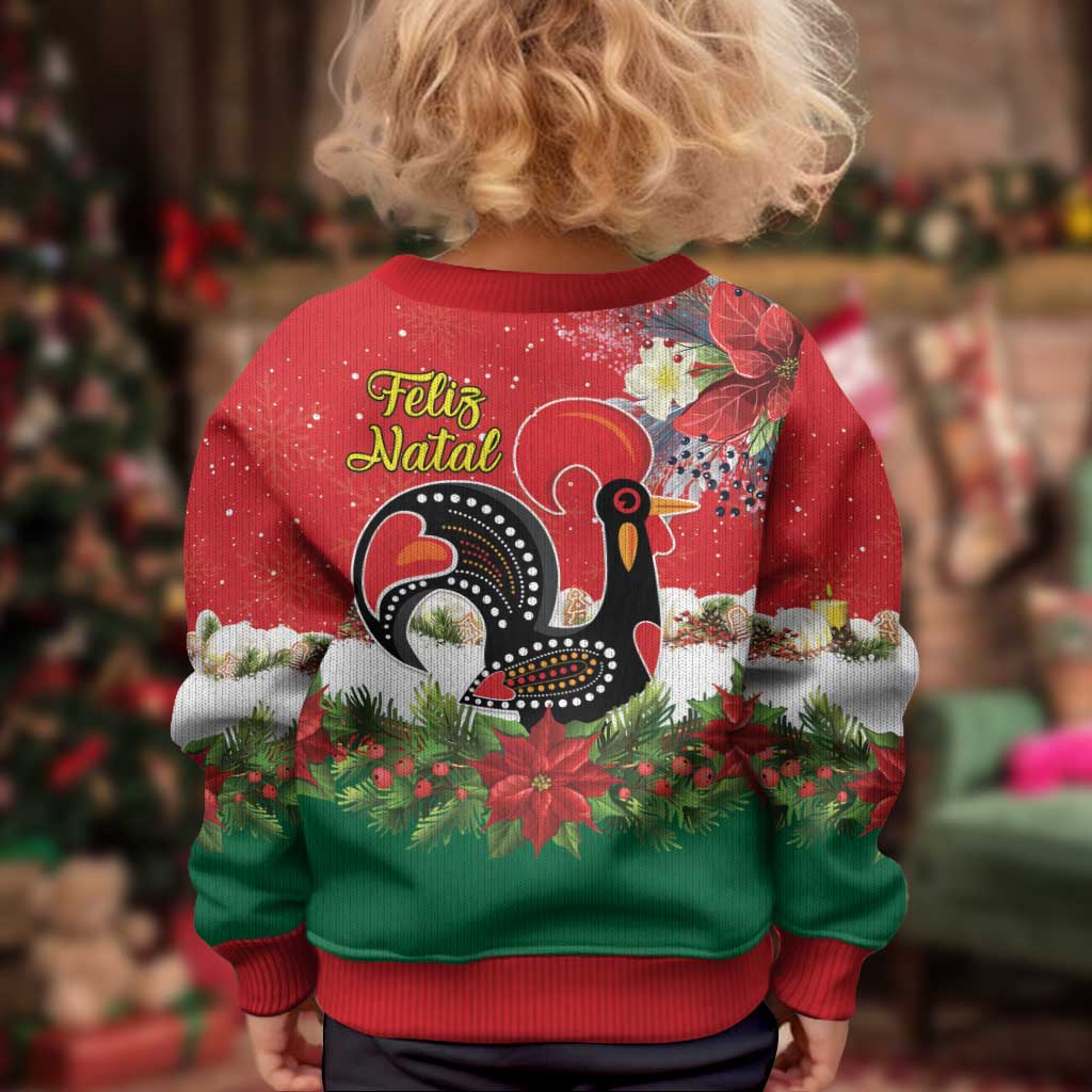 Portugal Christmas Kid Ugly Christmas Sweater Rooster of Barcelos Christmas Lightning Art - Wonder Print Shop