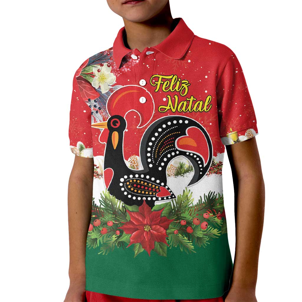 Portugal Christmas Kid Polo Shirt Rooster of Barcelos Christmas Lightning Art - Wonder Print Shop