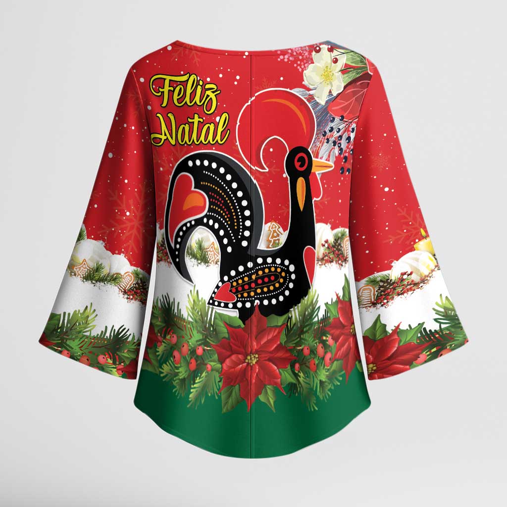Portugal Christmas Kimono Sleeve Blouse Rooster of Barcelos Christmas Lightning Art - Wonder Print Shop
