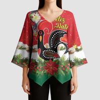 Portugal Christmas Kimono Sleeve Blouse Rooster of Barcelos Christmas Lightning Art - Wonder Print Shop