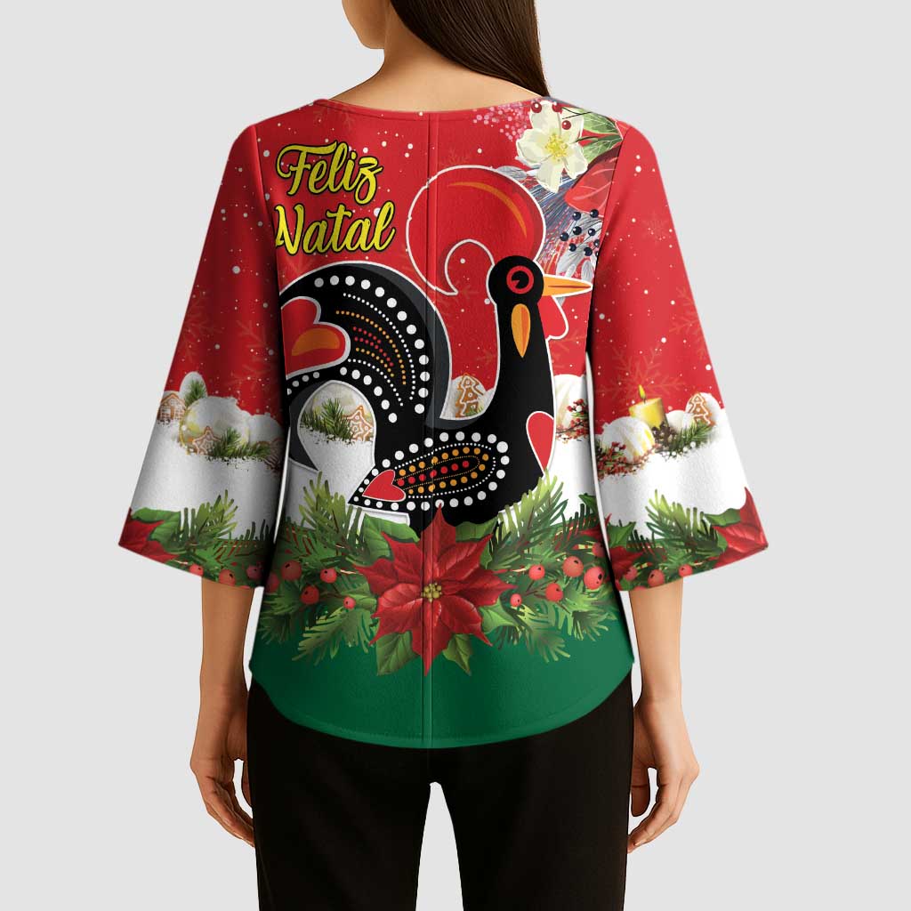 Portugal Christmas Kimono Sleeve Blouse Rooster of Barcelos Christmas Lightning Art - Wonder Print Shop
