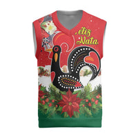 Portugal Christmas Knitted V-Neck Vest Rooster of Barcelos Christmas Lightning Art - Wonder Print Shop