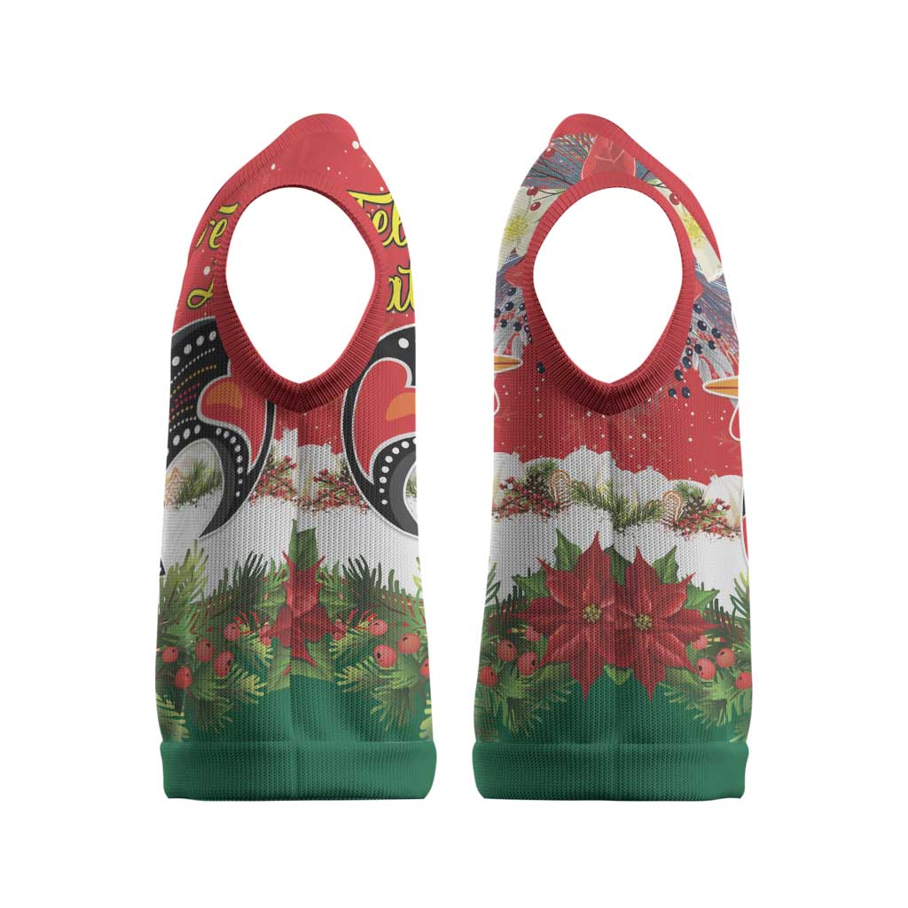 Portugal Christmas Knitted V-Neck Vest Rooster of Barcelos Christmas Lightning Art - Wonder Print Shop