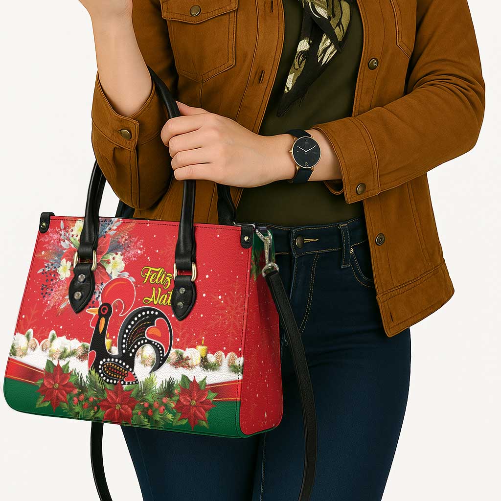 Portugal Christmas Leather Bag Rooster of Barcelos Christmas Lightning Art - Wonder Print Shop