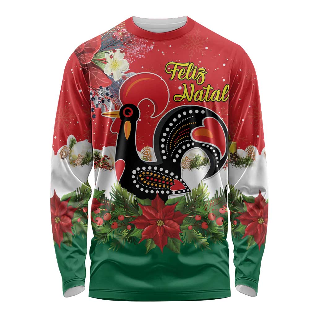 Portugal Christmas Long Sleeve Shirt Rooster of Barcelos Christmas Lightning Art - Wonder Print Shop