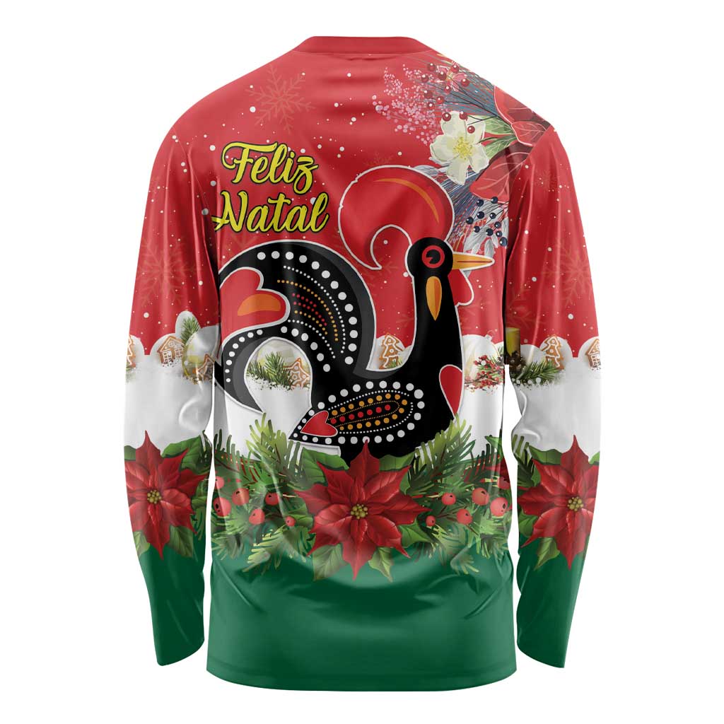 Portugal Christmas Long Sleeve Shirt Rooster of Barcelos Christmas Lightning Art - Wonder Print Shop