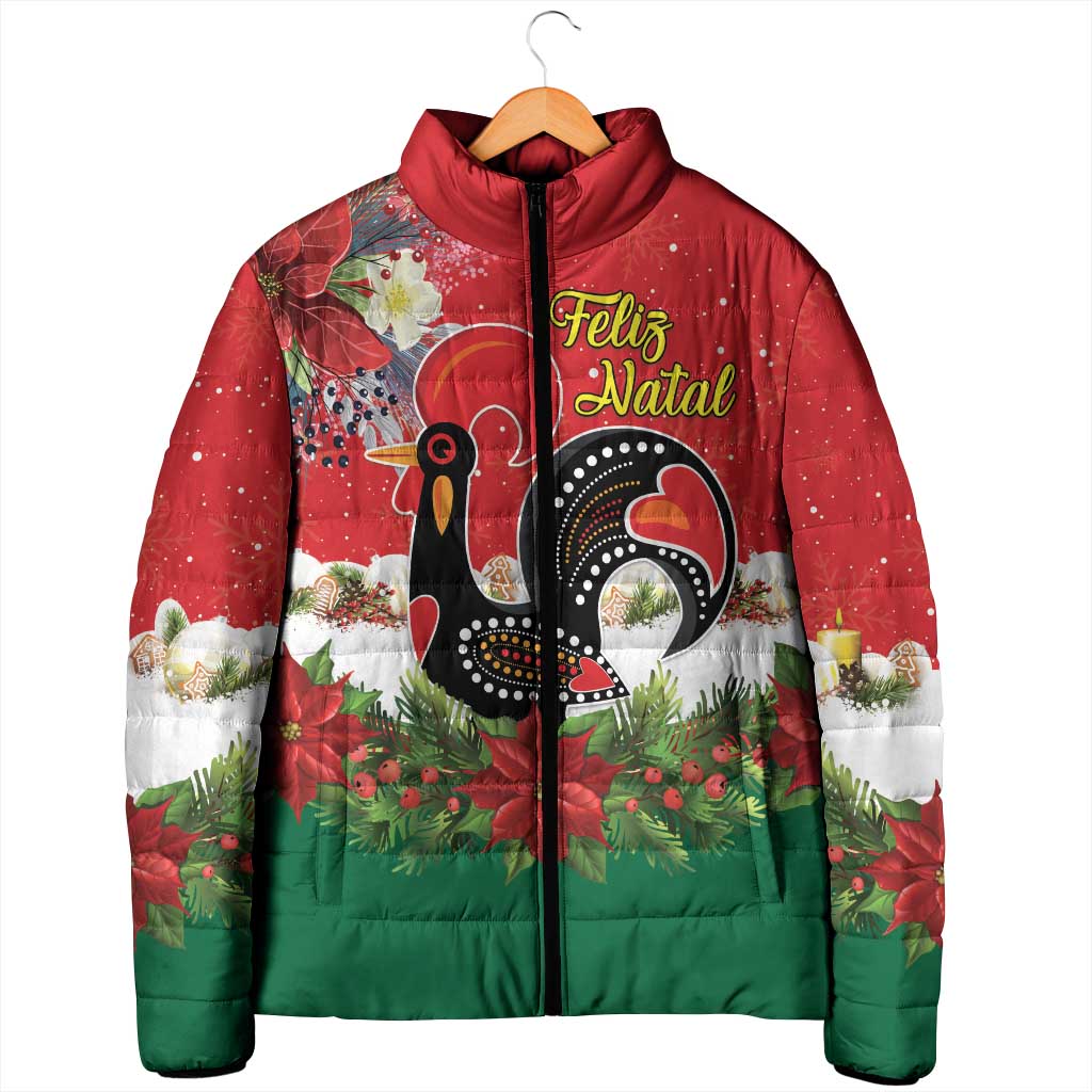 Portugal Christmas Padded Jacket Rooster of Barcelos Christmas Lightning Art - Wonder Print Shop