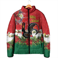 Portugal Christmas Padded Jacket Rooster of Barcelos Christmas Lightning Art - Wonder Print Shop