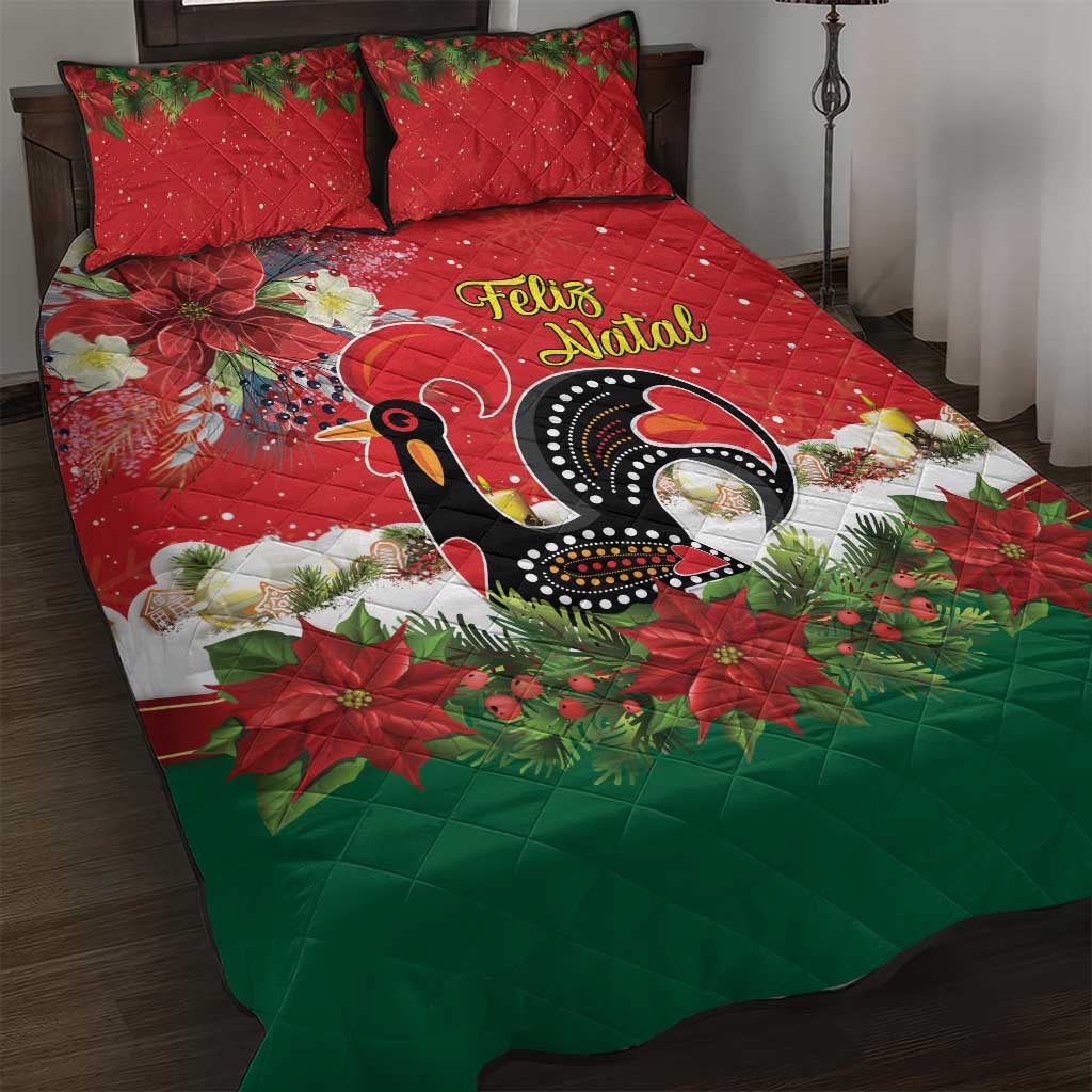 Portugal Christmas Quilt Bed Set Rooster of Barcelos Christmas Lightning Art - Wonder Print Shop