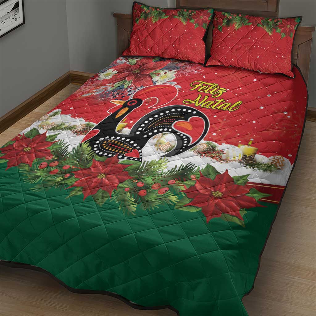 Portugal Christmas Quilt Bed Set Rooster of Barcelos Christmas Lightning Art - Wonder Print Shop