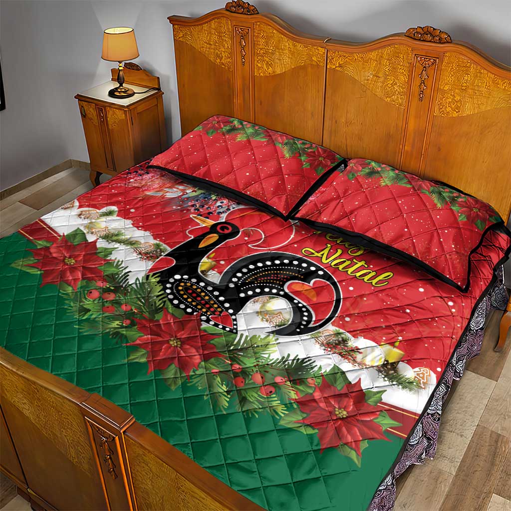 Portugal Christmas Quilt Bed Set Rooster of Barcelos Christmas Lightning Art - Wonder Print Shop