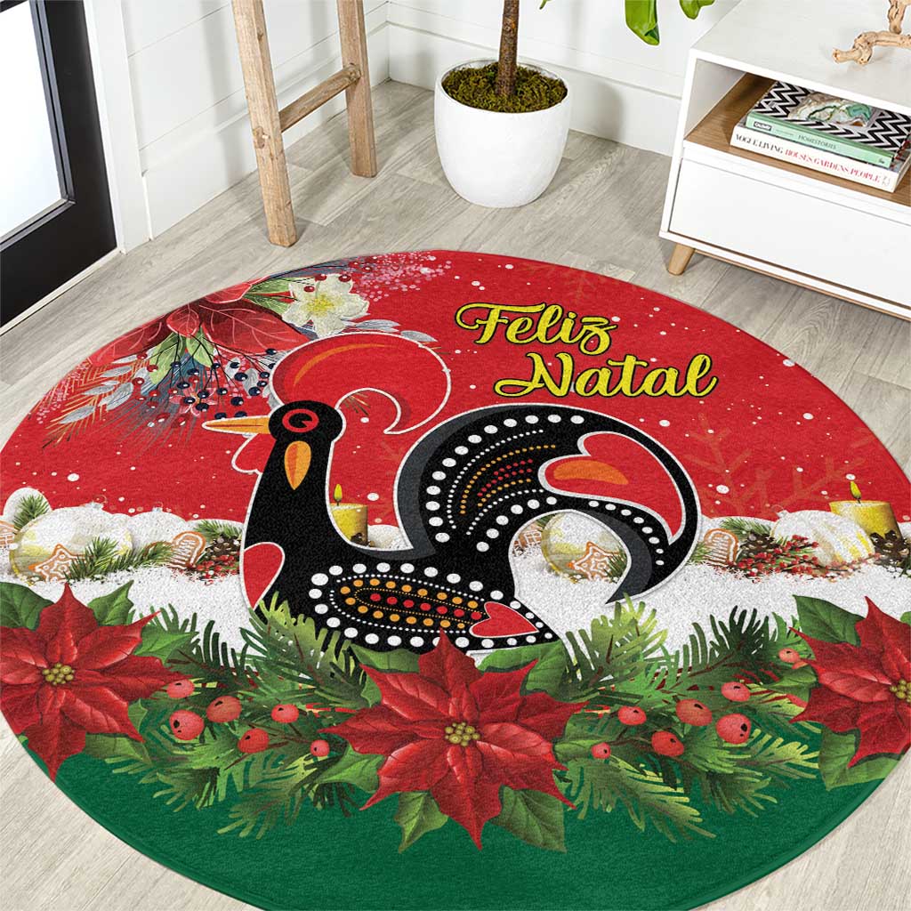 Portugal Christmas Round Carpet Rooster of Barcelos Christmas Lightning Art - Wonder Print Shop