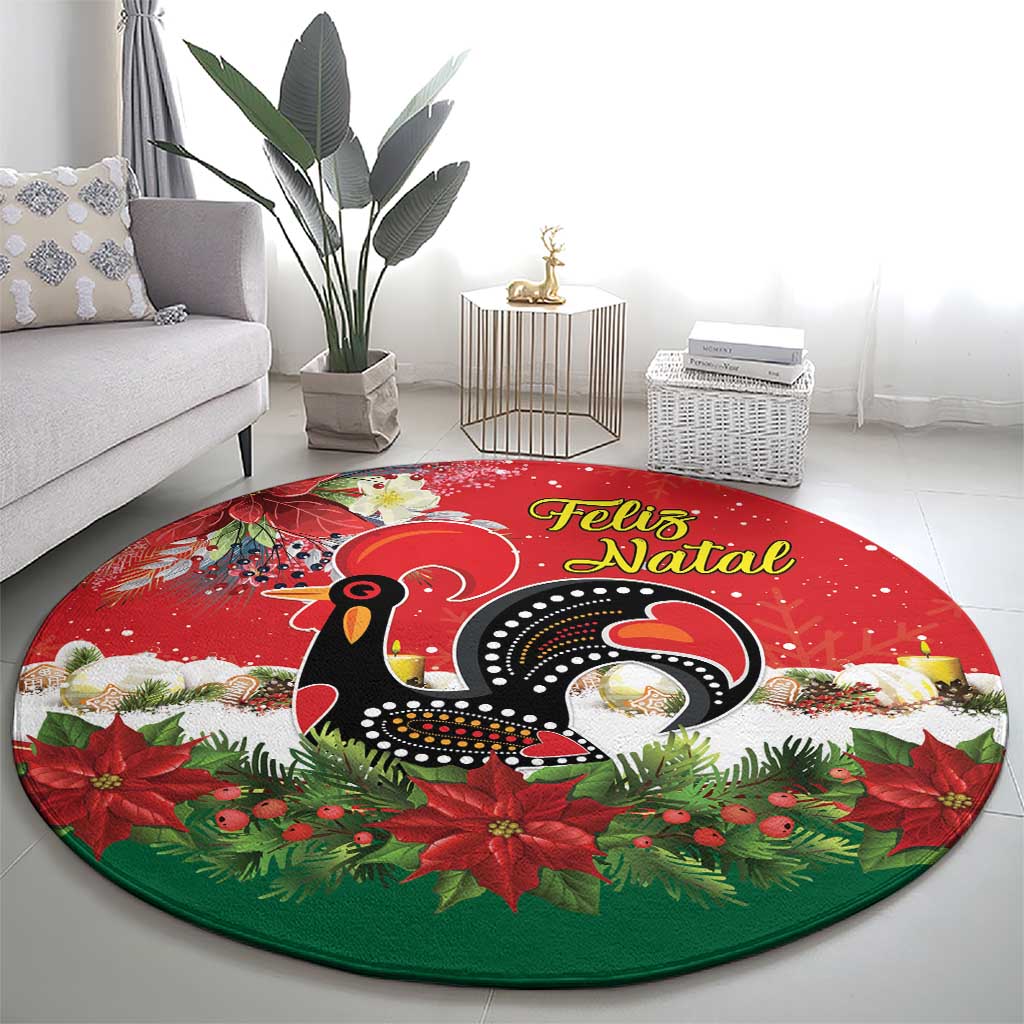 Portugal Christmas Round Carpet Rooster of Barcelos Christmas Lightning Art - Wonder Print Shop