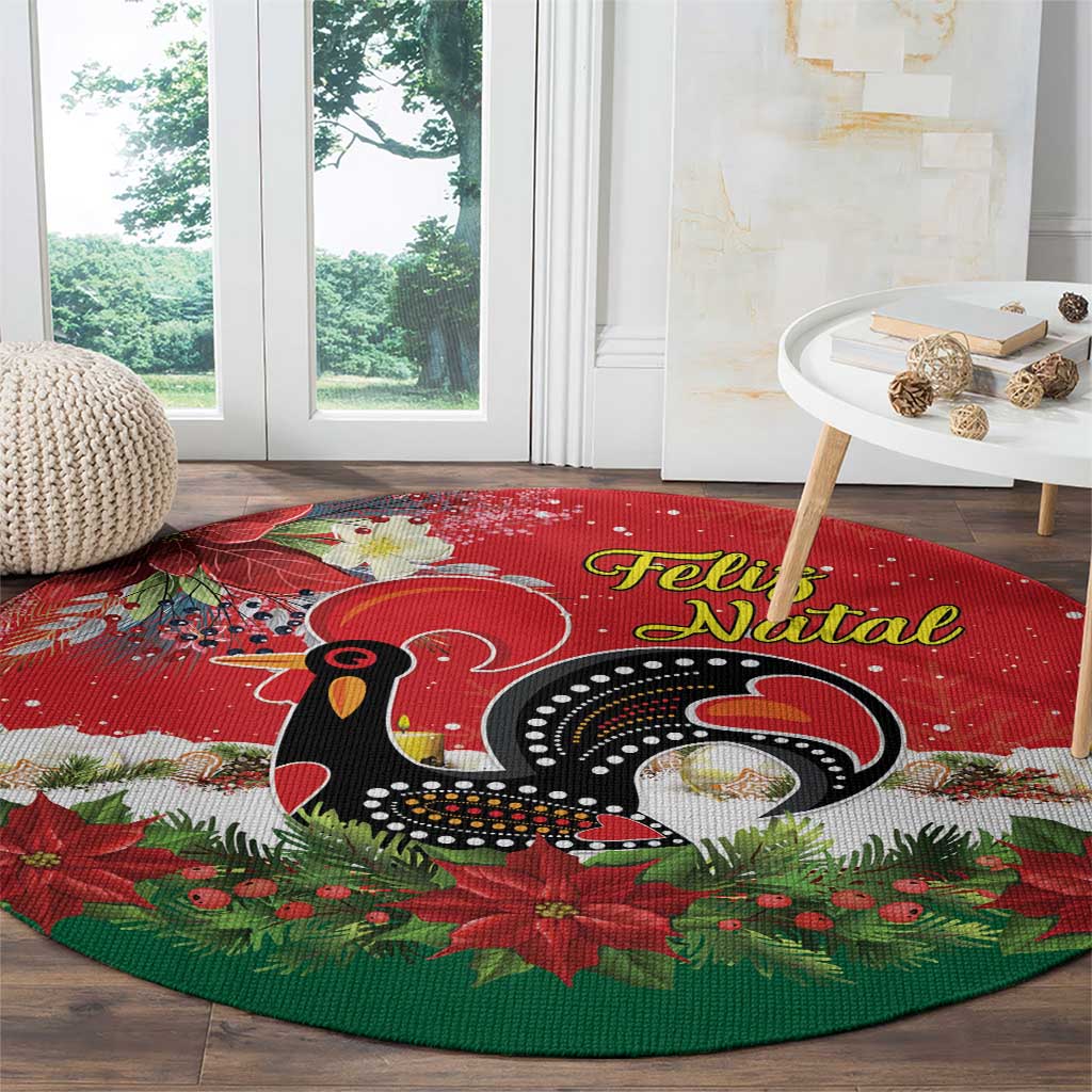 Portugal Christmas Round Carpet Rooster of Barcelos Christmas Lightning Art - Wonder Print Shop