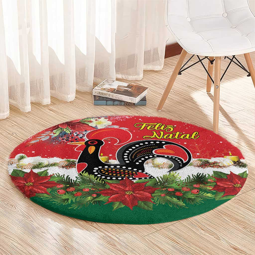 Portugal Christmas Round Carpet Rooster of Barcelos Christmas Lightning Art - Wonder Print Shop