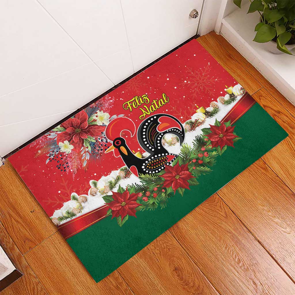 Portugal Christmas Rubber Doormat Rooster of Barcelos Christmas Lightning Art - Wonder Print Shop
