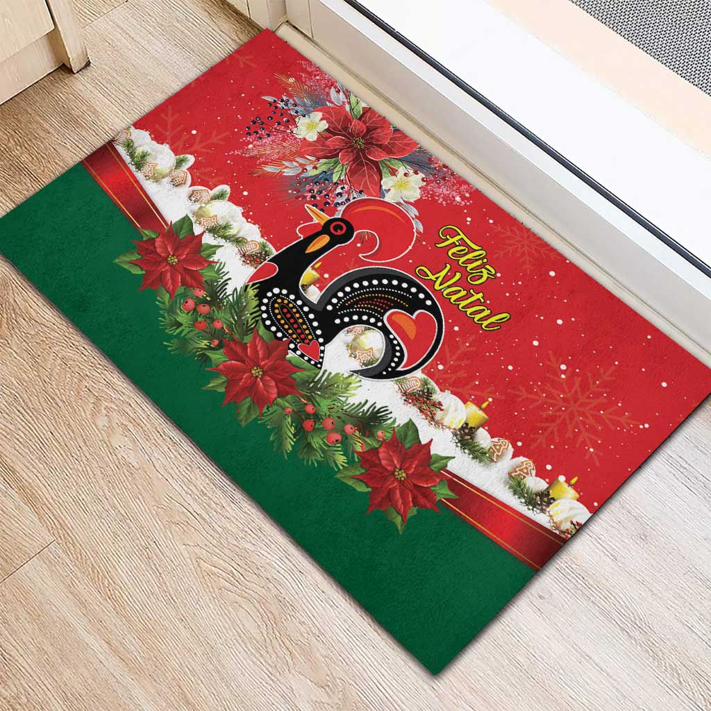 Portugal Christmas Rubber Doormat Rooster of Barcelos Christmas Lightning Art - Wonder Print Shop