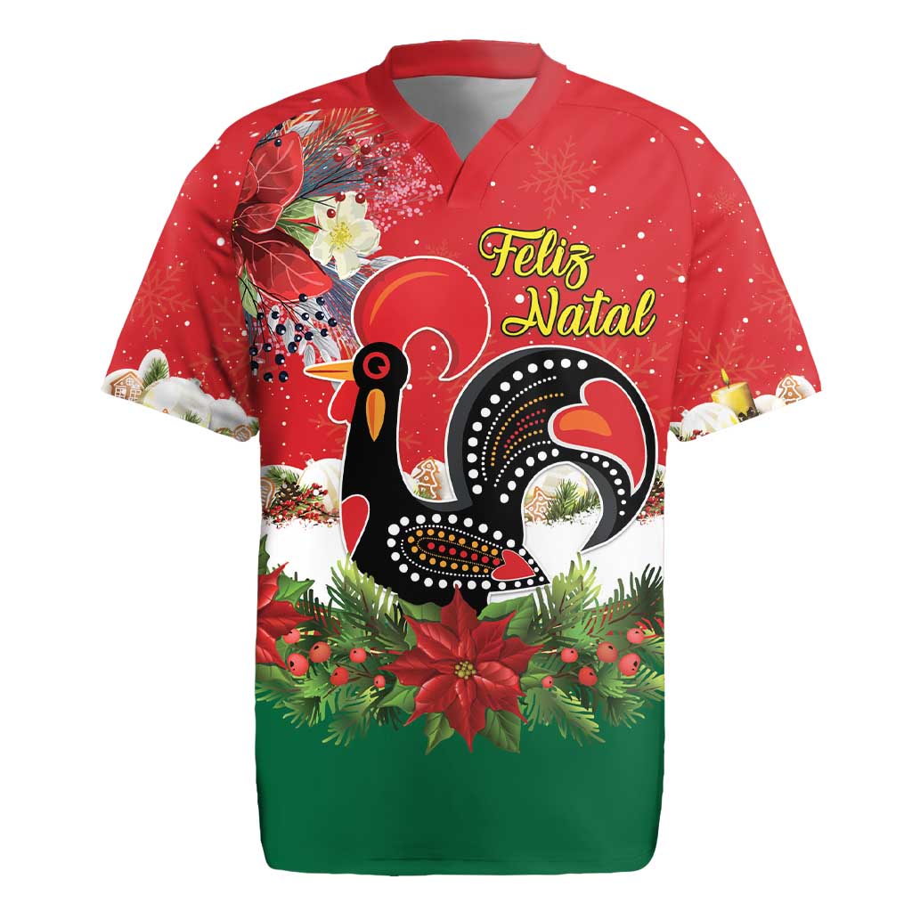 Portugal Christmas Rugby Jersey Rooster of Barcelos Christmas Lightning Art - Wonder Print Shop