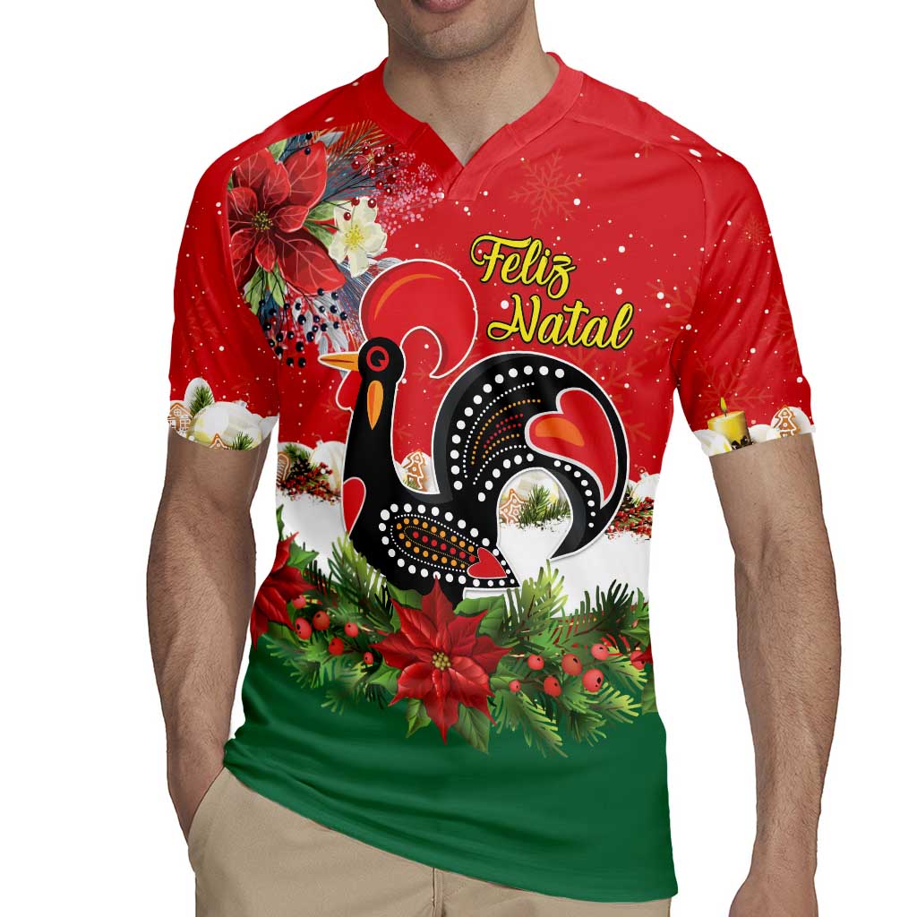 Portugal Christmas Rugby Jersey Rooster of Barcelos Christmas Lightning Art - Wonder Print Shop