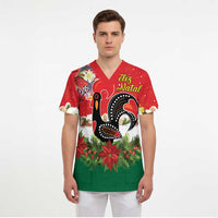Portugal Christmas Scrub Top Rooster of Barcelos Christmas Lightning Art - Wonder Print Shop