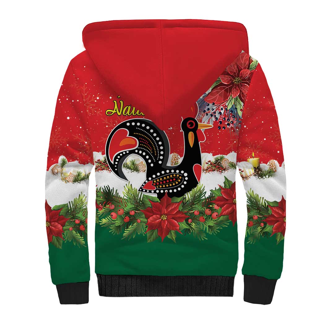 Portugal Christmas Sherpa Hoodie Rooster of Barcelos Christmas Lightning Art - Wonder Print Shop
