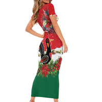 Portugal Christmas Short Sleeve Bodycon Dress Rooster of Barcelos Christmas Lightning Art - Wonder Print Shop