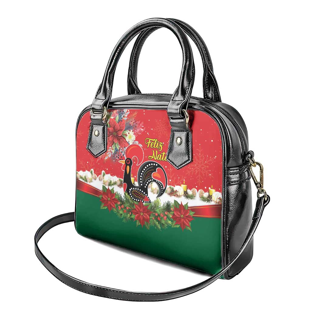 Portugal Christmas Shoulder Handbag Rooster of Barcelos Christmas Lightning Art - Wonder Print Shop