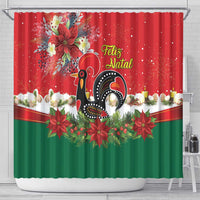 Portugal Christmas Shower Curtain Rooster of Barcelos Christmas Lightning Art - Wonder Print Shop