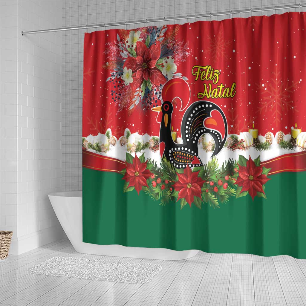 Portugal Christmas Shower Curtain Rooster of Barcelos Christmas Lightning Art - Wonder Print Shop