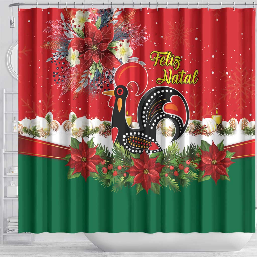 Portugal Christmas Shower Curtain Rooster of Barcelos Christmas Lightning Art - Wonder Print Shop