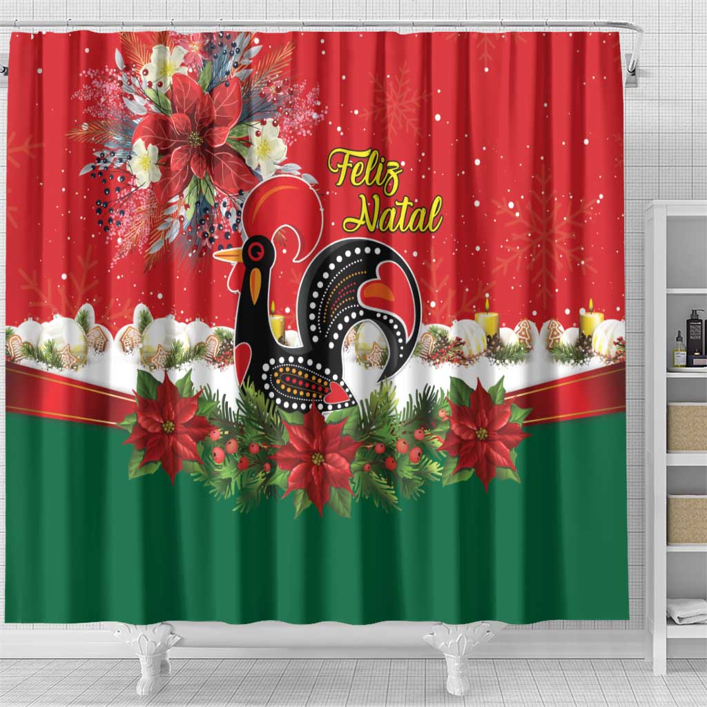 Portugal Christmas Shower Curtain Rooster of Barcelos Christmas Lightning Art - Wonder Print Shop