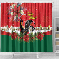 Portugal Christmas Shower Curtain Rooster of Barcelos Christmas Lightning Art - Wonder Print Shop