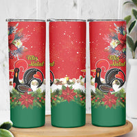 Portugal Christmas Skinny Tumbler Rooster of Barcelos Christmas Lightning Art - Wonder Print Shop