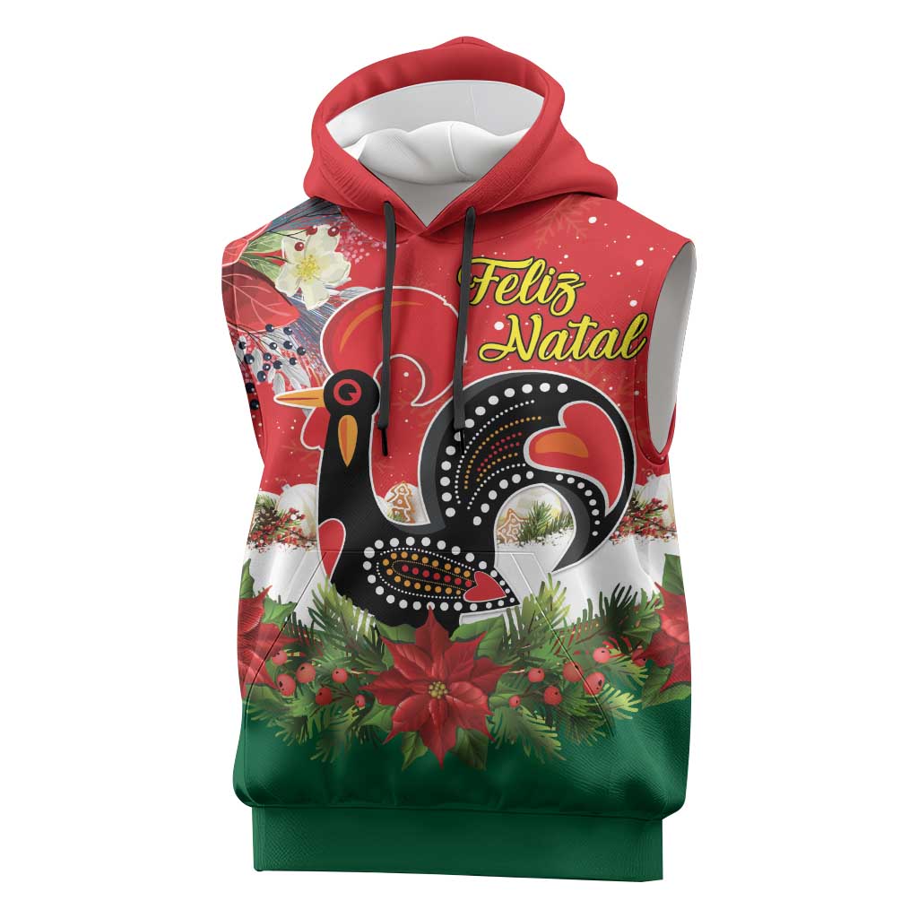 Portugal Christmas Sleeveless Hoodie Rooster of Barcelos Christmas Lightning Art - Wonder Print Shop