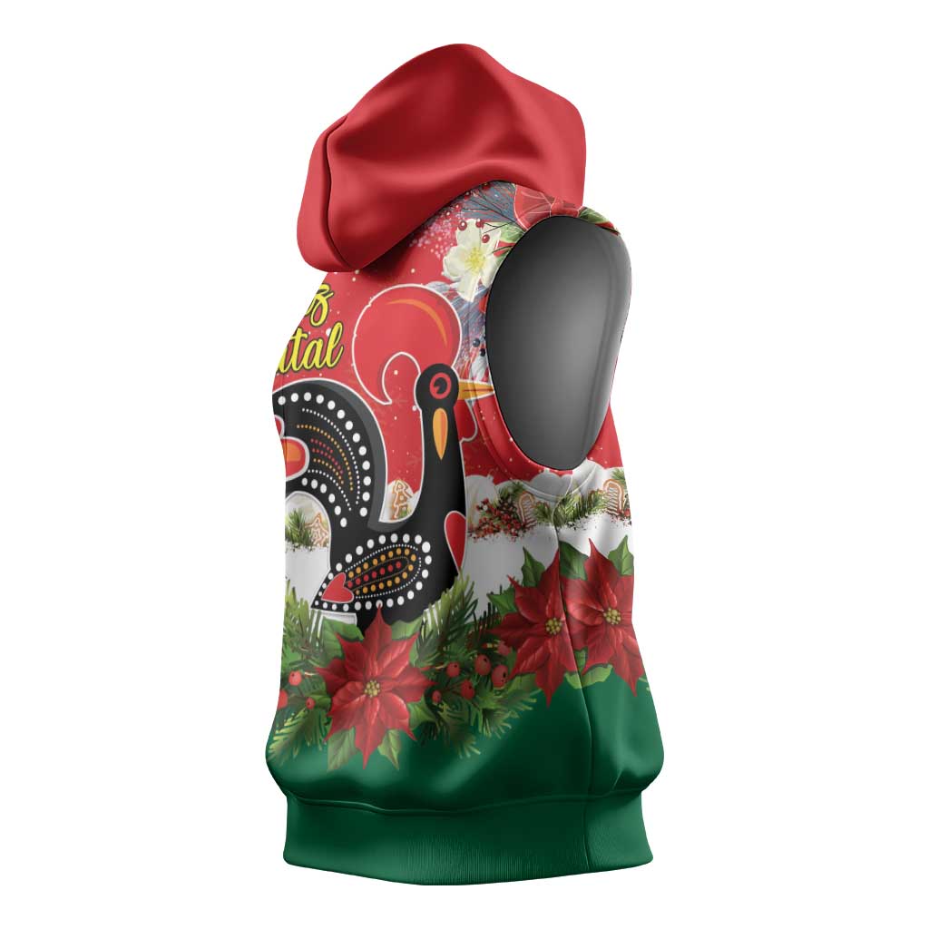 Portugal Christmas Sleeveless Hoodie Rooster of Barcelos Christmas Lightning Art - Wonder Print Shop